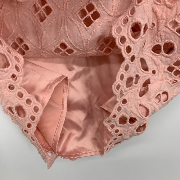 Rachel Parcell Dress Pink Eyelet Sheath Flutter Sleeve Cotton - Picture 10 of 14